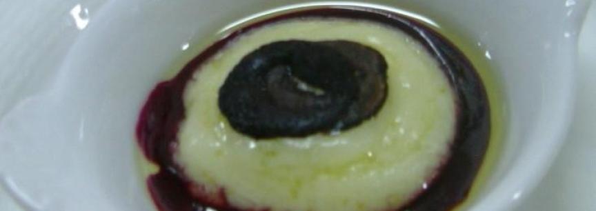 Costra de pata,tartufo,caramelo de grosella roja