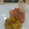 Salmon,melocoton,vainilla,sesamo,caviar de trucha