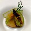 Raviolis de calabacin,txangurro,trompetas de los muertos