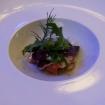Ensalada de bogavante,perfume de mandarina y esencia de su coral.