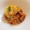 Patata trufada,albumina,parmesano,nueces,cerdo agridulce y albahaca