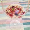 Coctel de espárragos blancos,esferas de sandía especiadas,jamón,cerezas,higos y menta