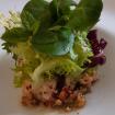 Ensalada de vegetales,langostinos y vinagreta de nueces.