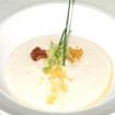 Espuma de coliflor,naranja sanguina,huevas de lumpo