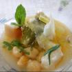 Repollo,tocino entreverado y garbanzos