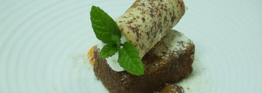 Tiramisu,teja crujiente,espuma de arroz con leche