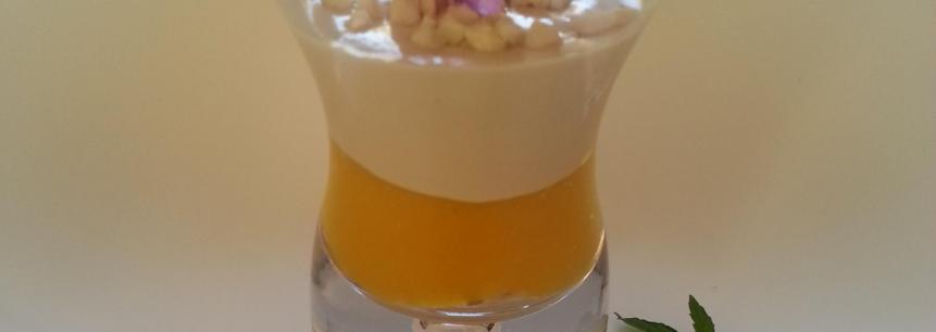 Foie de pato,mango,cajis y amapola. 