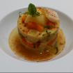 Col en su jugo,humus,tahini,tocino entreverado y paprica picante