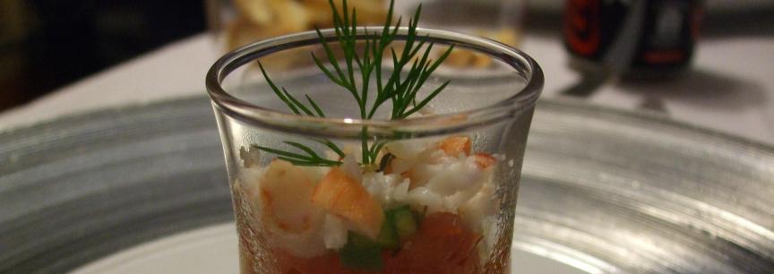 Caviar de tomate,moluscos y tamarindo