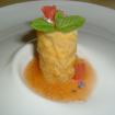 Crujiente de parmesano,bacalao,vainilla y menta
