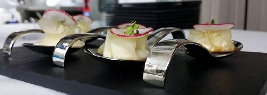 Rabano daykon,brandada de bacalao y regaliz