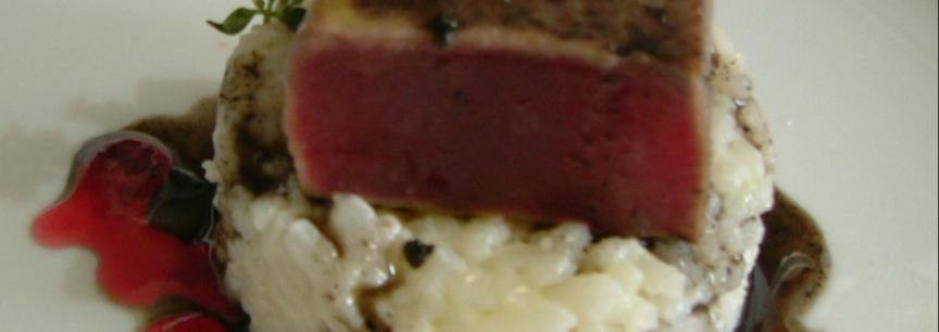 Risoto,atun en tataki,tartufo