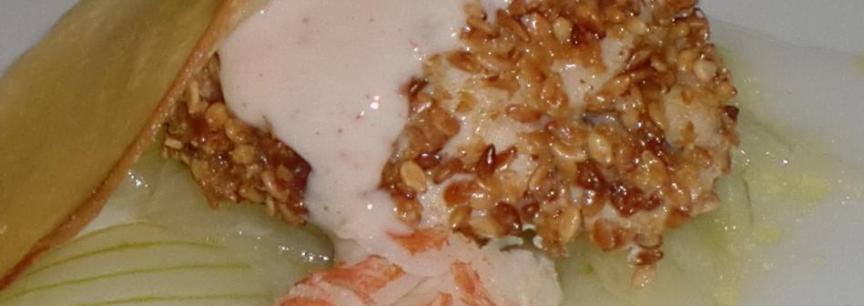 Rape,sesamo,cigala con vainilla,jugo de yuzu