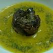 Rabo de toro,emulsion de verduritas perfumadas con eneldo,pimientas del mundo
