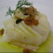 Bacalao,robellones,caviar de erizo y naranja amarga
